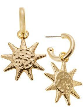 On 34th  Gold Sunburst Hoop Drop Earrings